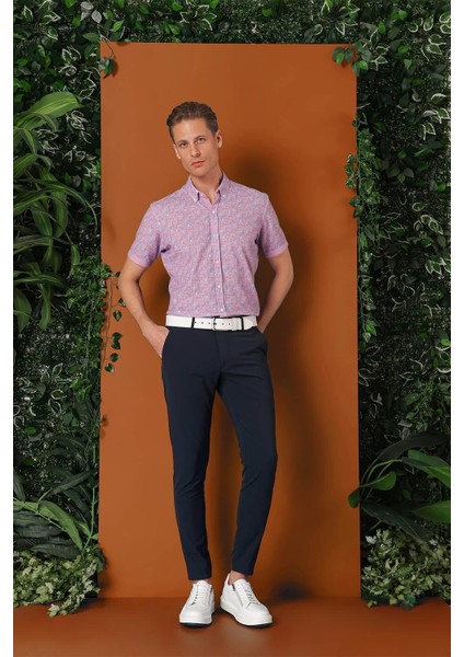 Slim Fit Yan Cepli Düz Esnek Casual Lacivert Pantolon P 1144 indirimleri