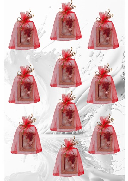 2'li Gelin Nedime Hediyelik Sabun Kese Kırmızı Tül Konseptli Misafir Hamam Seti 5 Adet Set