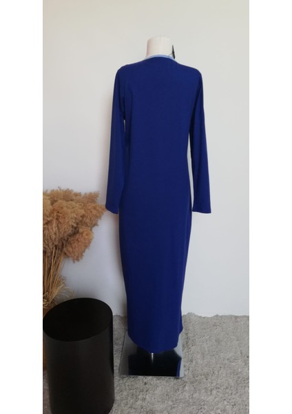 1998_PRATIK Yandan Bağlamalı Kruvaze Biye Kuşaklı %100 Pamuk Kumaş Tesettür Namaz Elbisesi indirimleri