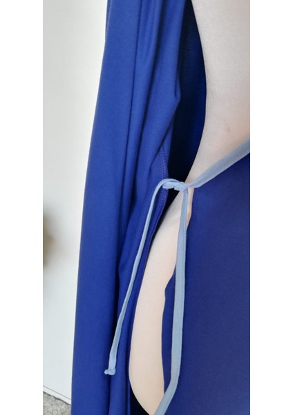 1998_PRATIK Yandan Bağlamalı Kruvaze Biye Kuşaklı %100 Pamuk Kumaş Tesettür Namaz Elbisesi