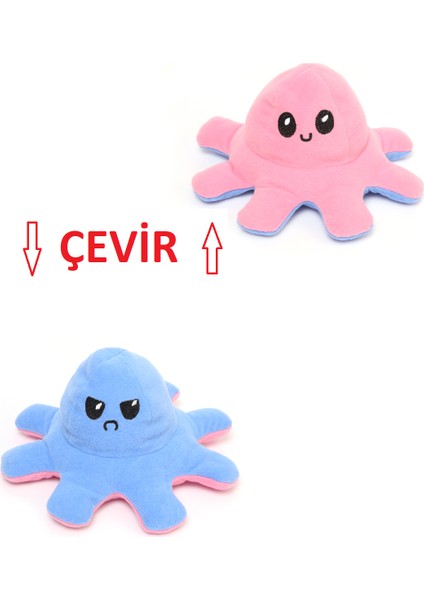 Mod Değiştiren Ahtapot Polar Pembe-Mavi 30 cm
