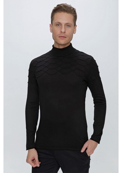 Tr 851 Slim Fit Siyah Klasik Triko