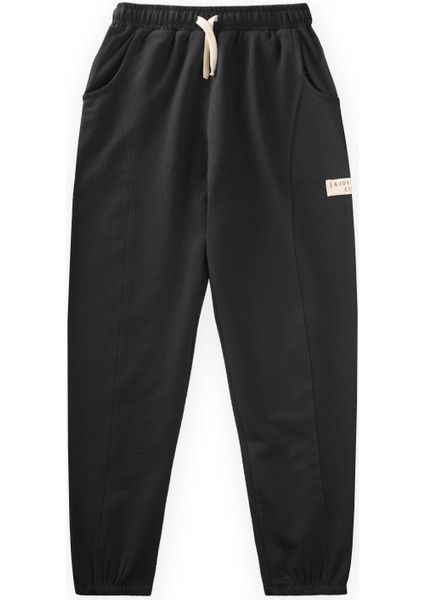 Kız Çocuk Paçalı Eşofman Günlük Kullanım İçin Siyah %97 Pamuk 2-8 Yaş