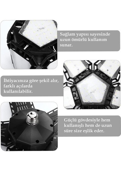 Ledx Ayarlanabilir Açılı 3 Kanatlı 72 Smd Ledli Galaxy Projektör Işığı 40W 4400 Lumen E27 32CM fiyatları