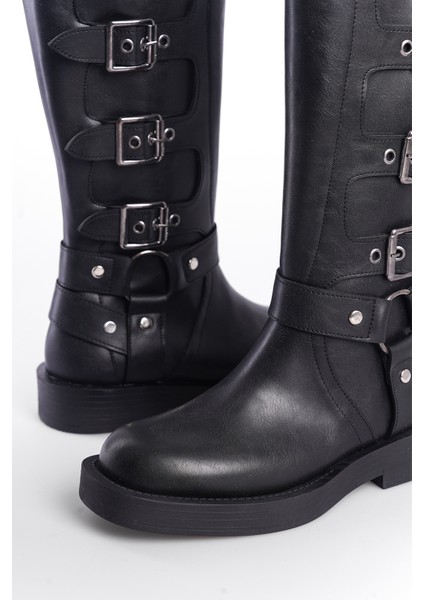 Motorcu Fermuarlı Kadın Çizme