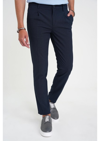 Comfort Fit Beli Lastikli Tek Pileli Dokulu Lacivert Pantolon P 1193 fiyatları