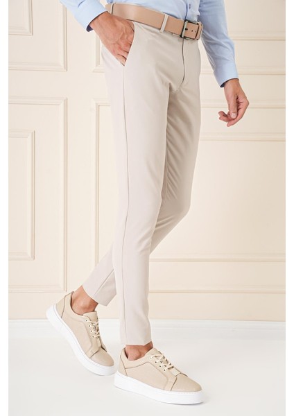 Slim Fit Yan Cepli Düz Esnek Casual Kum Pantolon P 1144 fırsatları