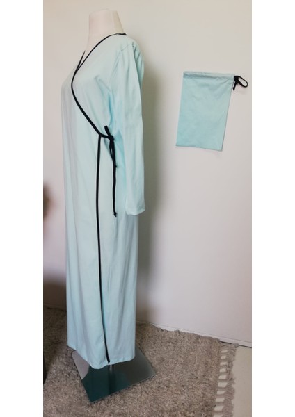 1998_PRATIK Yandan Bağlamalı Kruvaze Biye Kuşaklı %100 Pamuk Kumaş Tesettür Namaz Elbisesi fiyatları