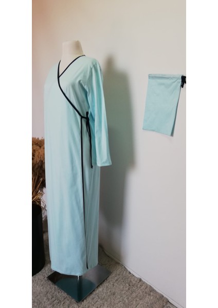 1998_PRATIK Yandan Bağlamalı Kruvaze Biye Kuşaklı %100 Pamuk Kumaş Tesettür Namaz Elbisesi modelleri