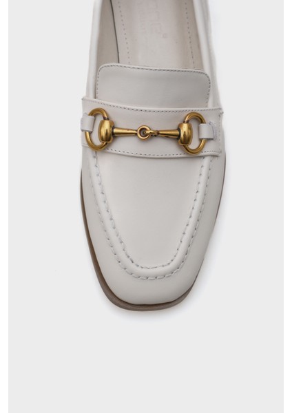 Hakiki Deri Metal Tokalı Kadın Loafer Ayakkabı