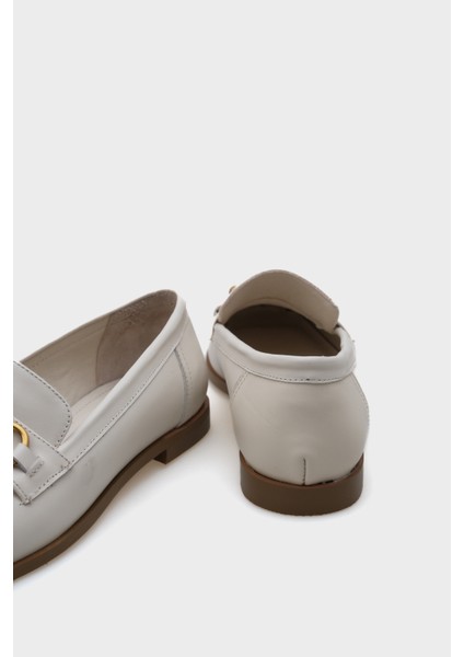 Hakiki Deri Metal Tokalı Kadın Loafer Ayakkabı