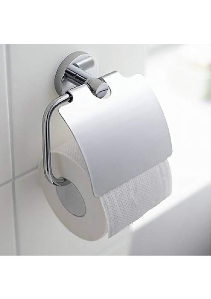 Kapaklı Krom Tuvalet Kağıtlığı | Metal Wc Kağıtlık Askısı | Paslanmaz Banyo Aksesuarı