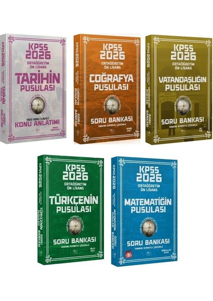 Cba 2026 Kpss Lise Ortaöğretim Ön Lisans Pusulası Soru Bankası 5 Li Set