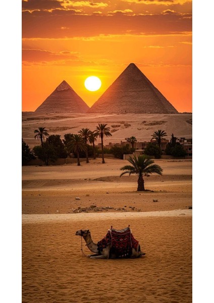 Mısır Piramidleri ve Deve Ev Duvar Salon Güzellik Salonu Ofis Dükkan Dekarasyon Kanvas Tablo fiyatları