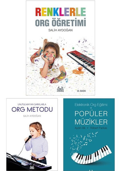 Org Eğitimi Seti - Renklerle Org Öğretimi, Elektronik Org Eğitim ve Popüler Müzikler, Unutulmayan Şarkılarla Org Metodu