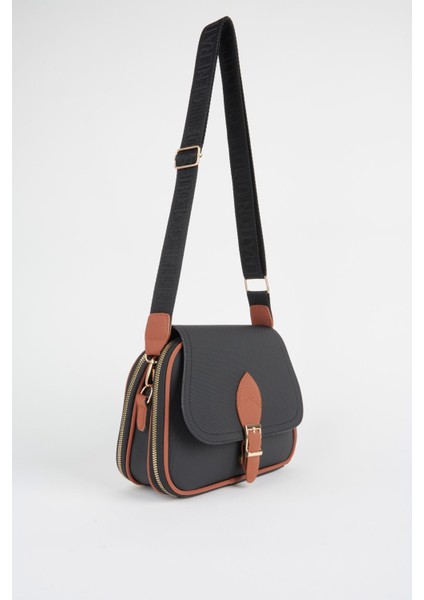 Kadın Yonca Siyah-Taba 4 Cepli Kapaklı Fermuar ve Çıt Çıt Kapama Kol ve Omuz Çantası modelleri