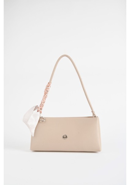 Kadın Zarif Vizon Fular Hediyeli Suni Deri Baget Fermuar Kapama El ve Kol Çantası