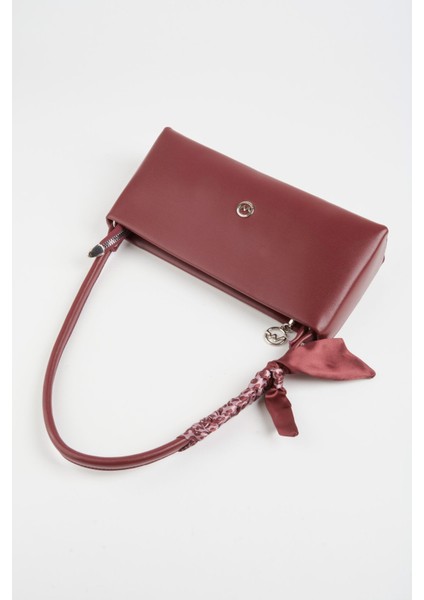 Kadın Zarif Bordo Fular Hediyeli Suni Deri Baget Fermuar Kapama El ve Kol Çantası fırsatları