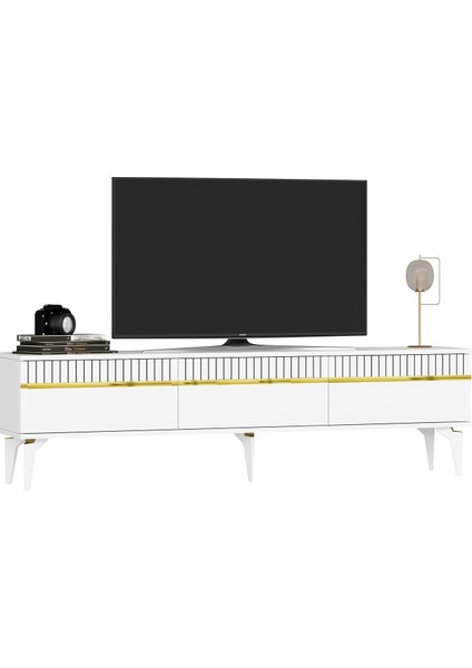 Deffne Tv Sehpası ve Konsol 2'li Salon Takımı Beyaz-Altın fırsatları