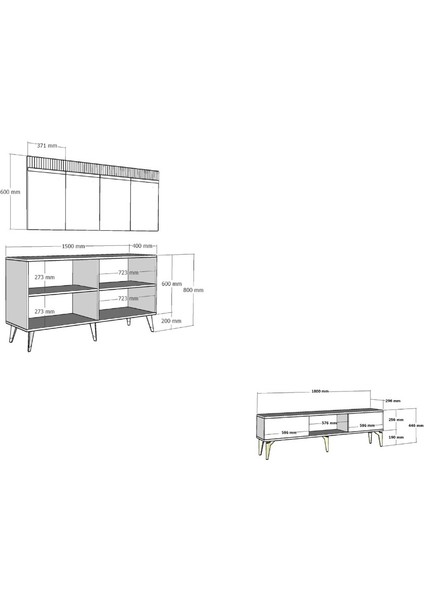 Deffne Tv Sehpası ve Konsol 2'li Salon Takımı Beyaz-Altın indirimleri