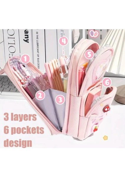 Sanrio Figürlü Çok Bölmeli Geniş Kapasiteli Kanvas Kalemlik Çanta Cüzdan Okul Öncesi Sevimli Hediye modelleri