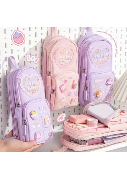 Sanrio Figürlü Çok Bölmeli Geniş Kapasiteli Kanvas Kalemlik Çanta Cüzdan Okul Öncesi Sevimli Hediye indirimleri