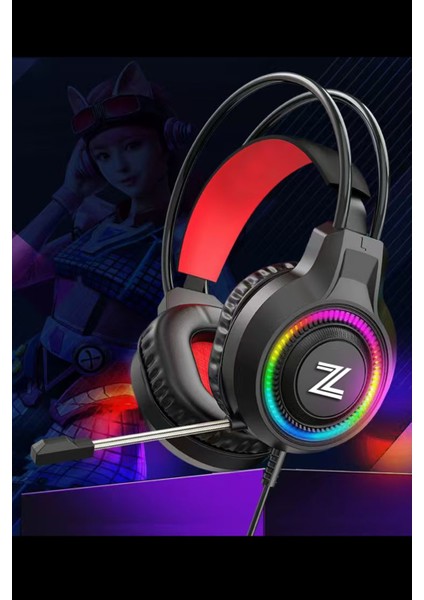 V6 Siyah USB 7.1 Stereo Profesyonel Mikrofonlu Surround Gaming Rgb Kulaküstü Oyuncu Kulaklığı