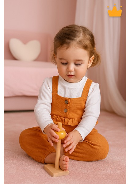 Bayramlık Kız Bebek Çocuk Salopet Badi Takım 2338