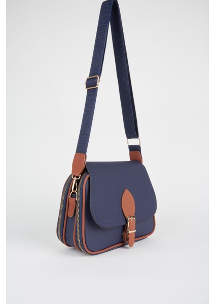 Kadın Yonca Lacivert Taba 4 Cepli Kapaklı Fermuar ve Çıt Çıt Kapama Kol ve Omuz Çantası modelleri