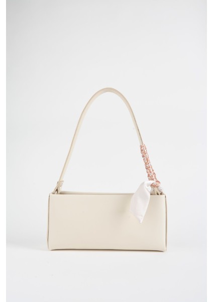 Kadın Zarif Krem Fular Hediyeli Suni Deri Baget Fermuar Kapama El ve Kol Çantası fiyatları