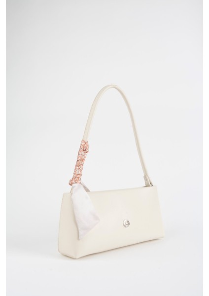 Kadın Zarif Krem Fular Hediyeli Suni Deri Baget Fermuar Kapama El ve Kol Çantası modelleri