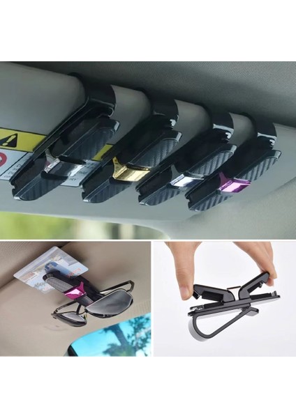 Güncelçarşı 2 Adet Araç Içi Güneşliğe Takılan 2'li Gözlük Tutucu, Kart, Para Takmalık Aparat fiyatları