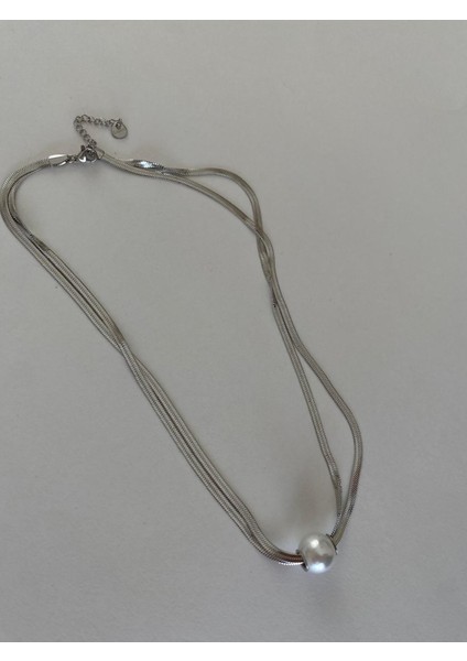 Italyan Zincir Ikili Model Inci Top Silver Çelik Kolye 316L fırsatları