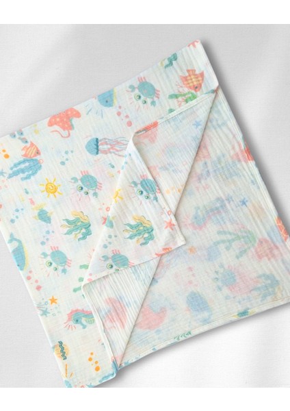 %100 Organik Müslin Bebek Battaniyesi – 95CM*95CM – Hafif ve Hızlı Kuruyan | Momfey