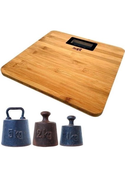 Buffer® Techfit Bambu Banyo Baskülü Yüksek Hassasiyetli Darbelere Dijital Dayanıklı Terazi Tf 1065 M