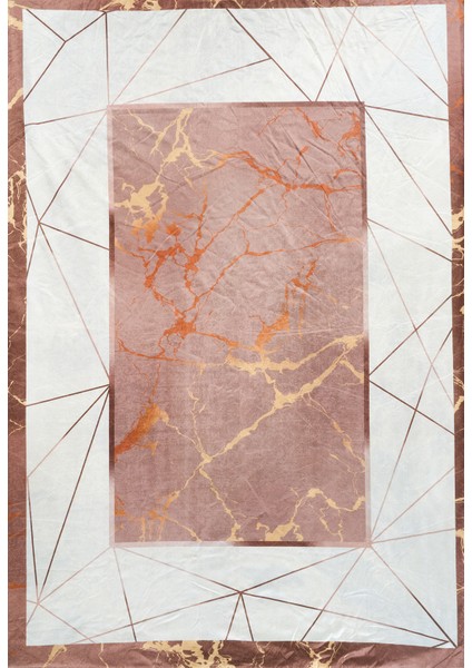 Kadife Dokulu, Lastikli, Sünger Apreli, Kaymaz Taban, Yıkanabilir Modern Desenlerde Halı Örtüsü - 9 M2