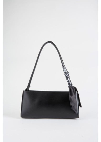 Kadın Zarif Siyah Fular Hediyeli Suni Deri Baget Fermuar Kapama El ve Kol Çantası fiyatları