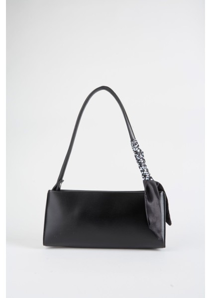 Kadın Zarif Siyah Fular Hediyeli Suni Deri Baget Fermuar Kapama El ve Kol Çantası modelleri