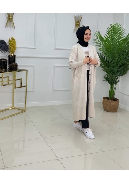 Triko Hırka Cepli Düğme Kapamalı Tesettür Hırka fiyatları