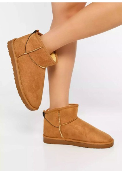Kadın Süet Içi Kürklü Alçak Taban Bilekte Kısa Kadın Bot&bootie Taba fırsatları