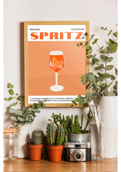 Classic Sprıtz Kokteyl Posteri Bar ve Mutfak Poster ve Tablosu - Ahşap Çerçeveli
