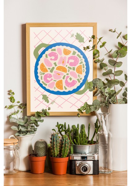 Karides Tava Poster - Ahşap Çerçeveli