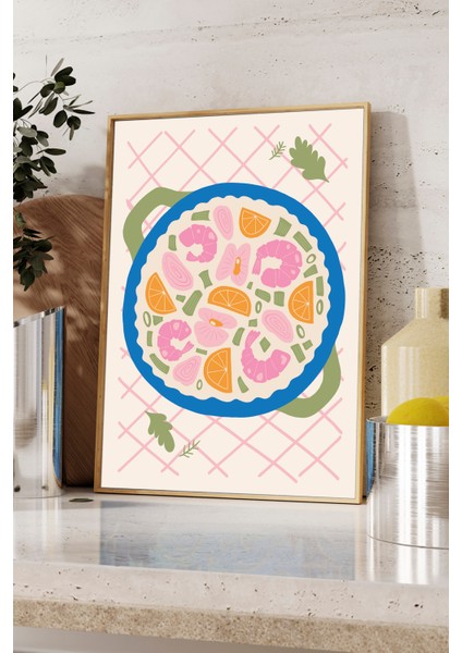 Karides Tava Poster - Ahşap Çerçeveli fiyatları