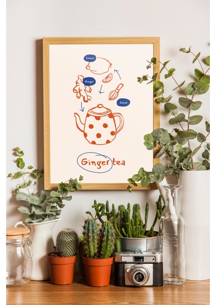 Mutfak Tablo ve Posteri Ginger Tea - Ahşap Çerçeveli