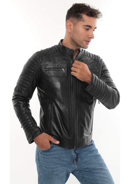Hakiki Deri Mont Ceket Siyah Slim Fit