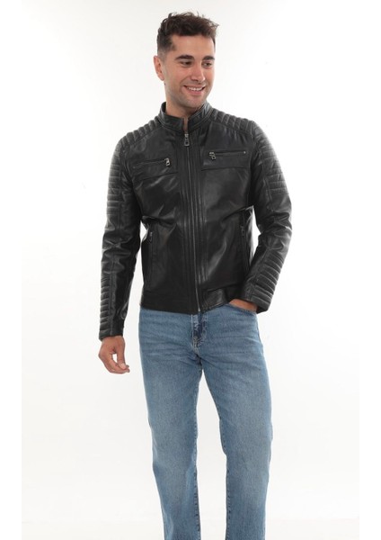 Hakiki Deri Mont Ceket Siyah Slim Fit fiyatları