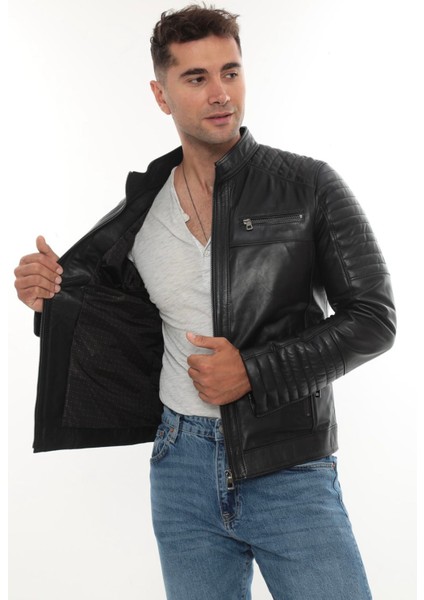 Hakiki Deri Mont Ceket Siyah Slim Fit fırsatları
