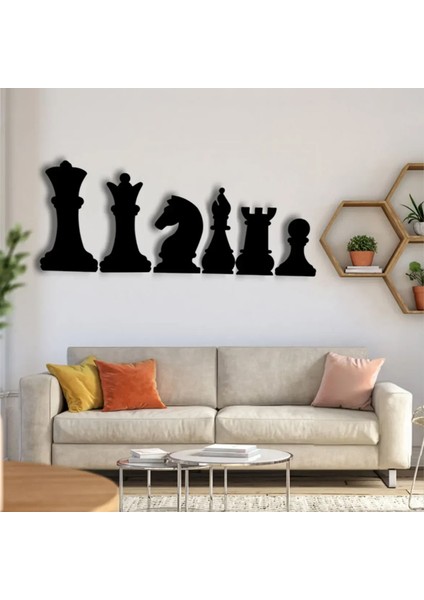 Satranç Taşları 6 Parça Duvar Dekoru Tablo