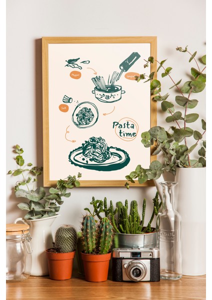 Pasta Time - Mutfak Için Tablo ve Poster - Ahşap Çerçeveli