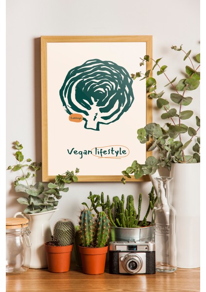 Vegan Lifestyle - Mutfak Poster ve Tablo - Ahşap Çerçeveli